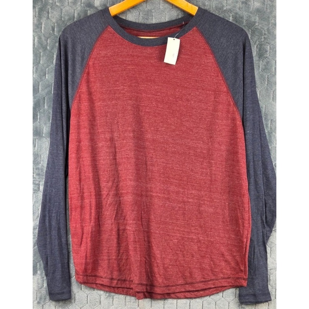 NWT Cremieux Raglan Shirt M Men's Gray/Red Long Sleeve Baseball Tee